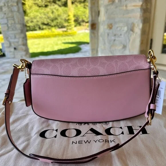 Coach Andrea Shoulder Bag In Signature Canvas CV973 Powder Pink NWT