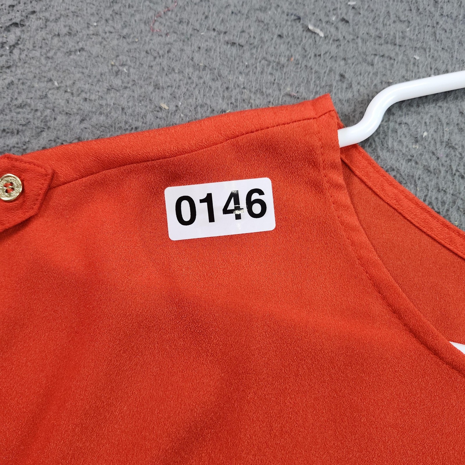 Calvin Klein Blouse Womens S Orange Cap Sleeve Keyhole Neck Woven Pullover Top