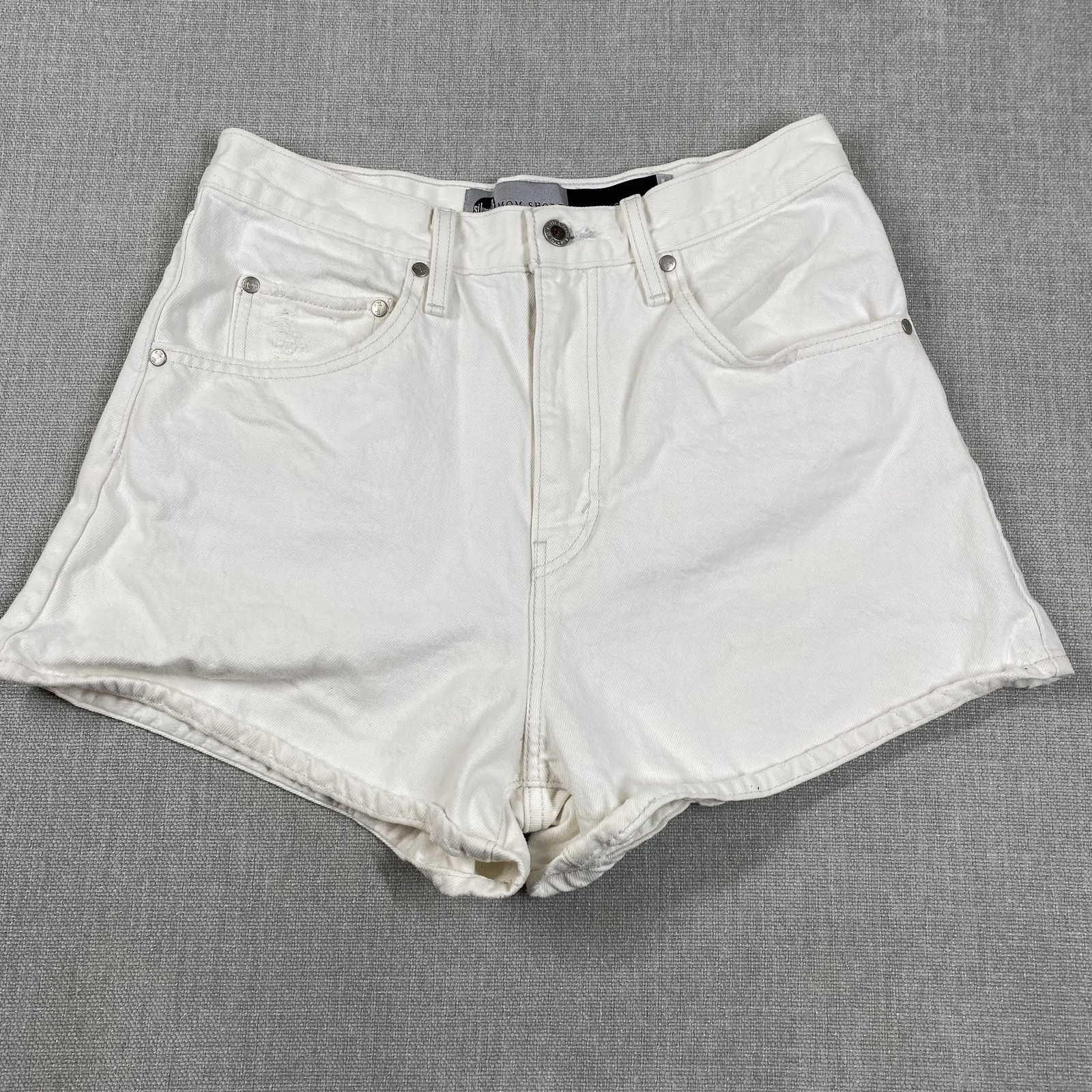 Levis SilverTab Mom Shorts Womens 30 White Denim High Rise 5 Pocket Casual