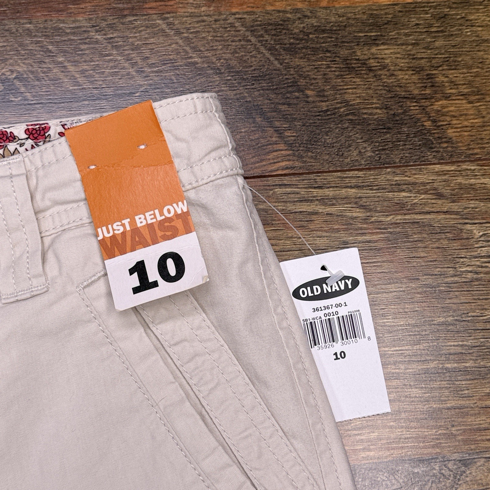 Old Navy Capri Pants Womens 10 Beige Just Below Waist Roll Tab 2006 New