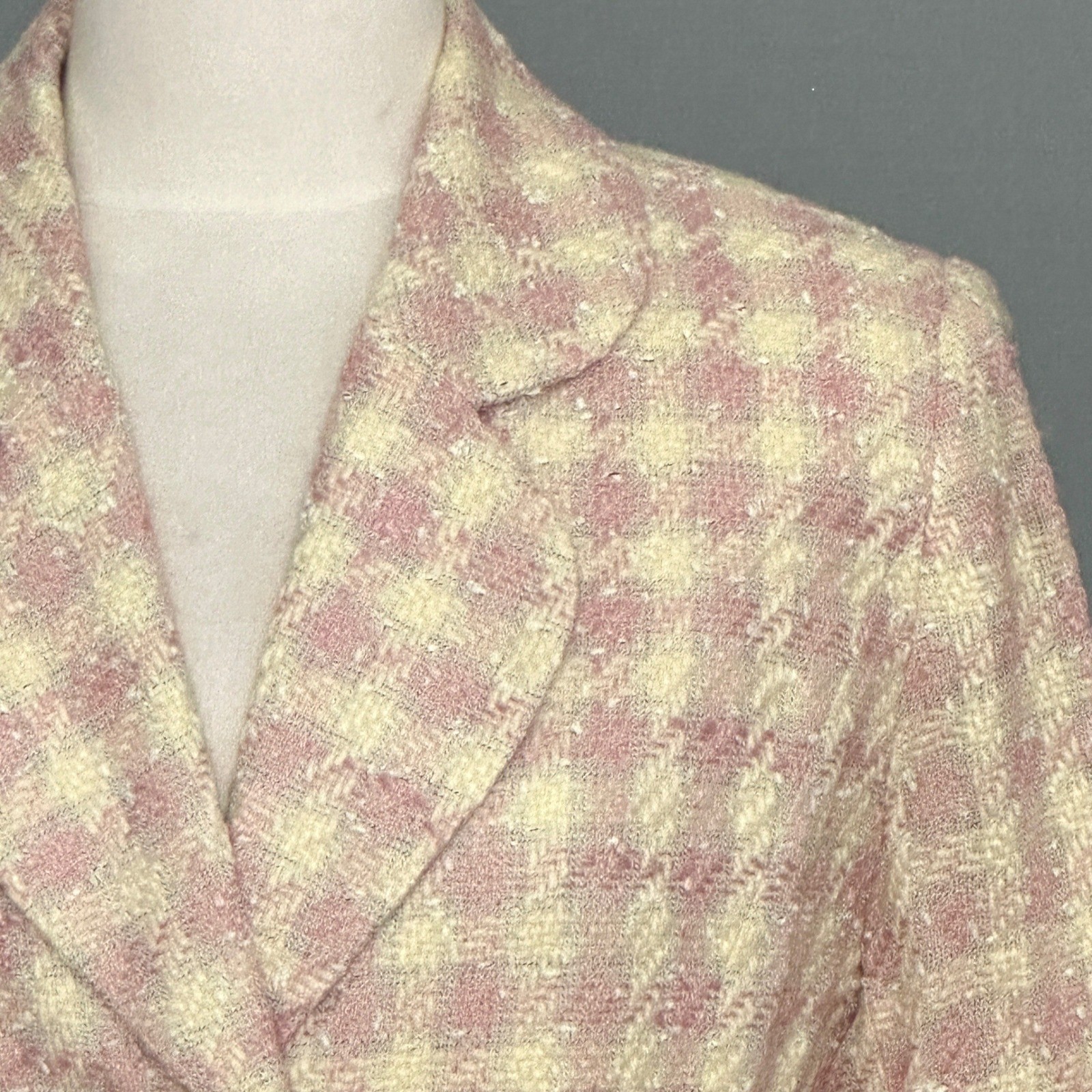 Boho Chic Womens Jacket 12 Pastel Pink Tweed Ribbon Ruffle Feminine Coquette