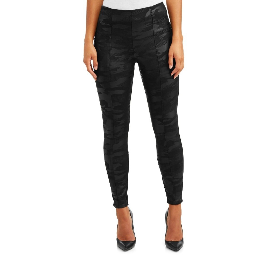 Sofia Jeans Victoria Camo Foil Ponte Legging Women’s Size XS Black Shiny Camo