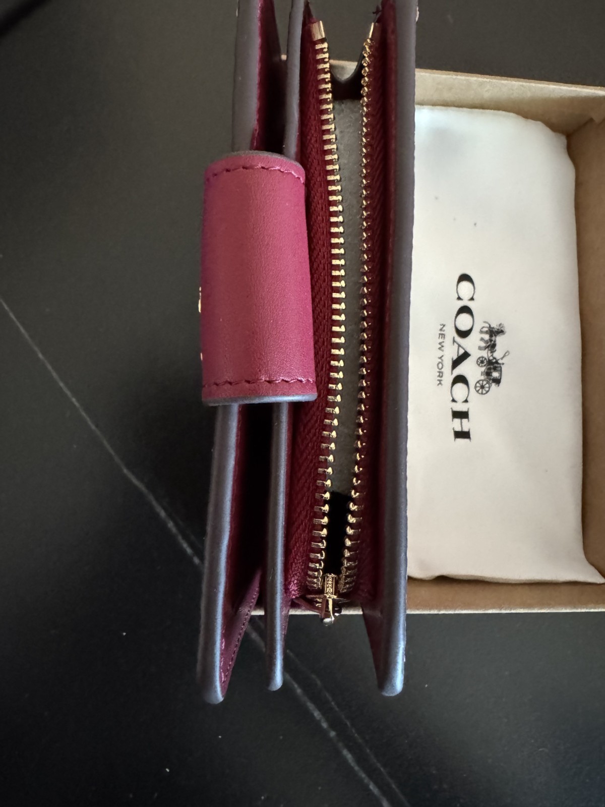 NEW Coach Med Corner Zip Wallet Clutch CZ342 Brown Signature Canvas Cherry Print