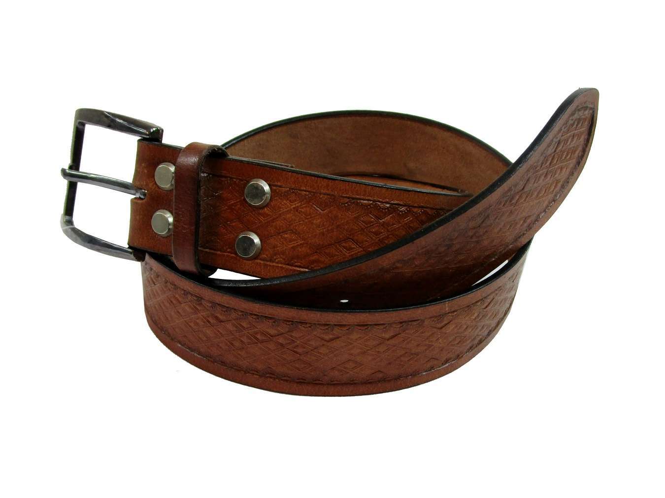 MENS BELT TOOLED LEATHER WESTERN BELTS FOR MEN WOMEN BROWN SIZE 32 TO 44