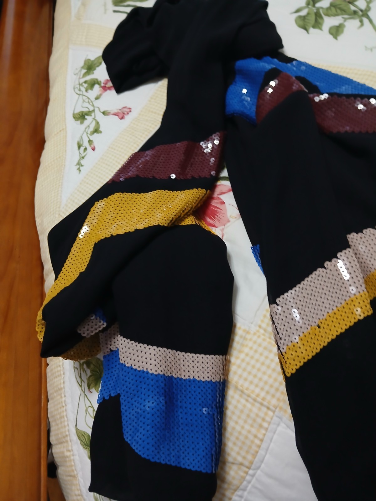 Gorgeous Emelio Puccio Multi Colored Silk and Sequin 84 Inch by 37 Inch Scarf
