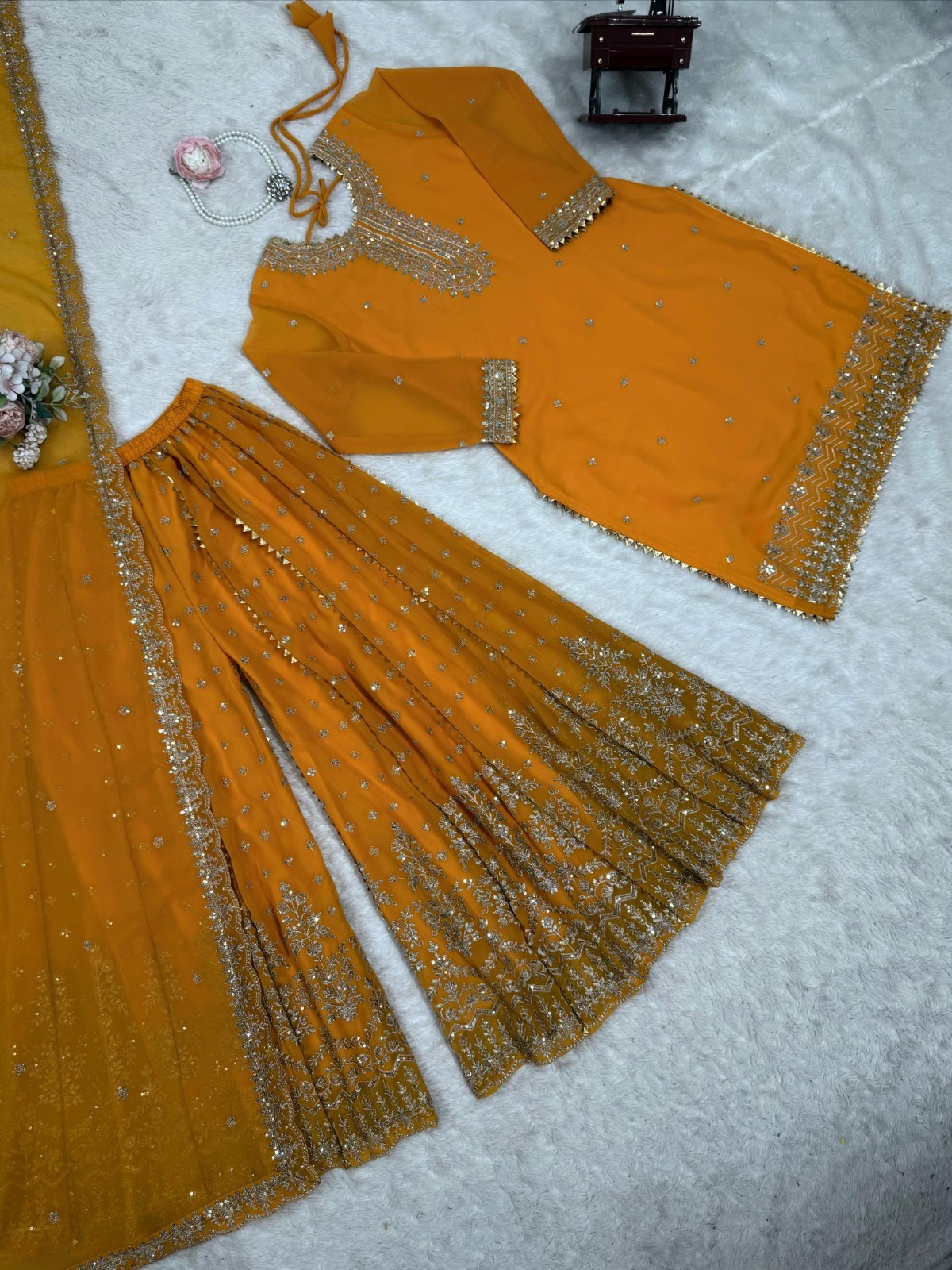 INDIAN SALWAR KAMEEZ PAKISTANI WEDDING PARTY DRESS WEAR BOLLYWOOD SUIT SHARARA