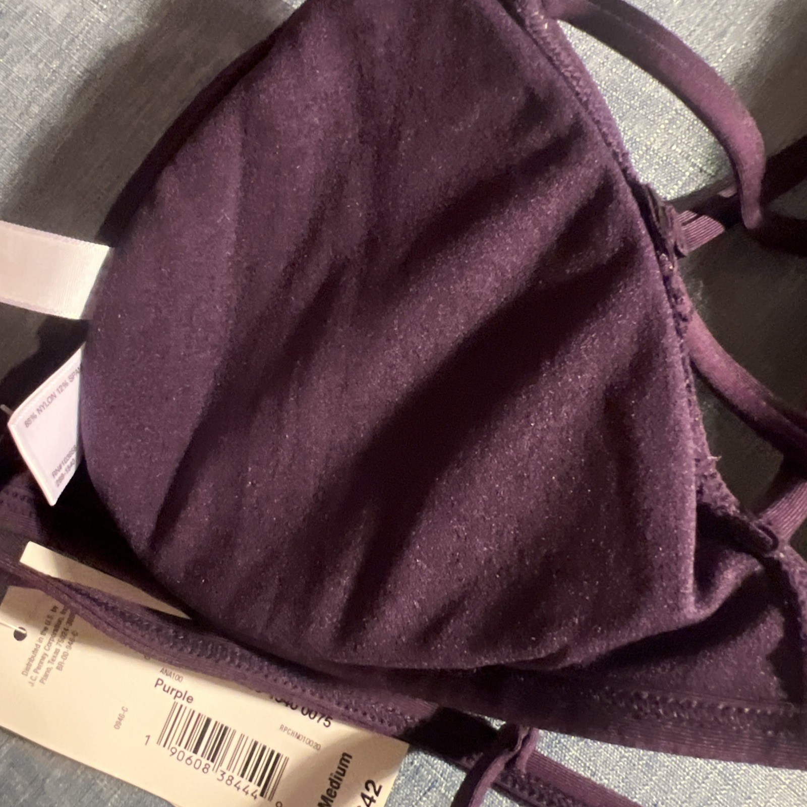 NWT Sz M Bikini A.N.A. Purple Mix Match Hologram Silver Shiny Hi-Waist Bottom