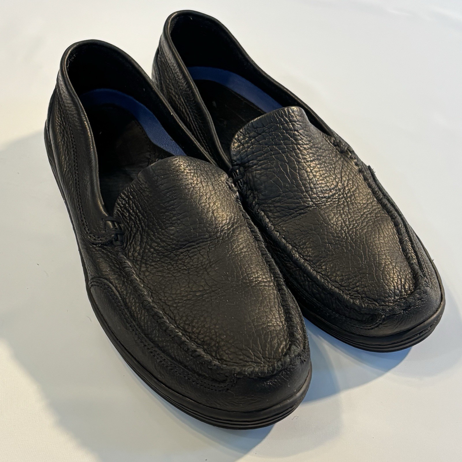 Lee Montgomery Men’s Vintage Black Leather Slip-On Loafers Shoes US 11 #158