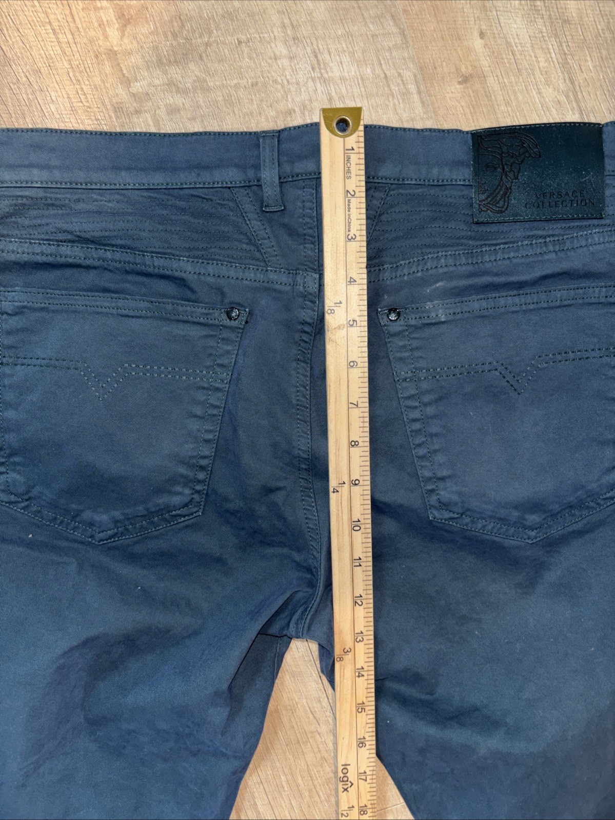 NWT Versace Collection Navy Stretch Moto Pants Size 35×32 MSRP $795