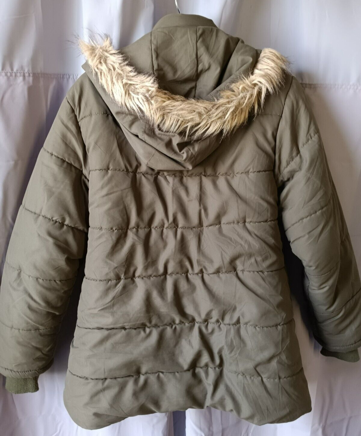 Extra Belleza Puffer Jacket Green Full Zip Sharpa Lined Women’s Med