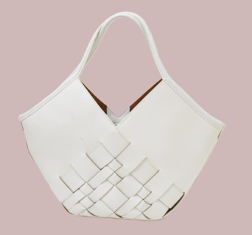 HEREU Leather Mesh Tote Bag Handbag White Excellent condition