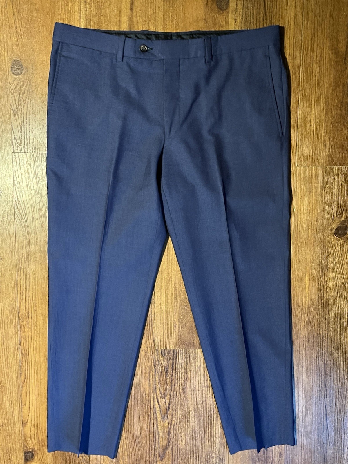 Ted Baker 36×29 Blue Wool Jefferson Pant Flat Front Tapered Made In CAN