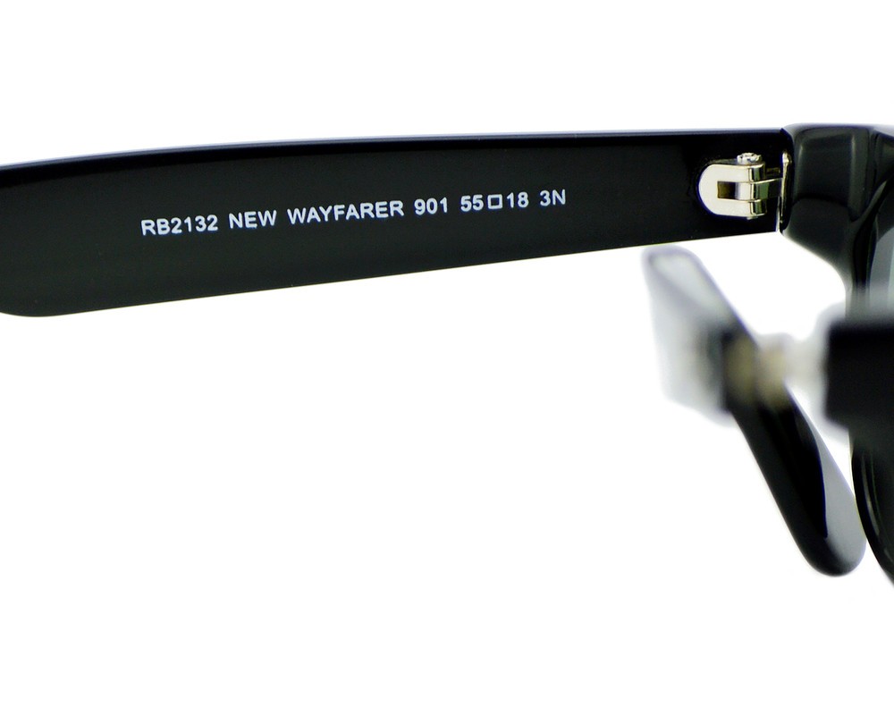 Ray-Ban Sunglasses RB2132 New Wayfarer Classic Black Frame Green Lens 55mm