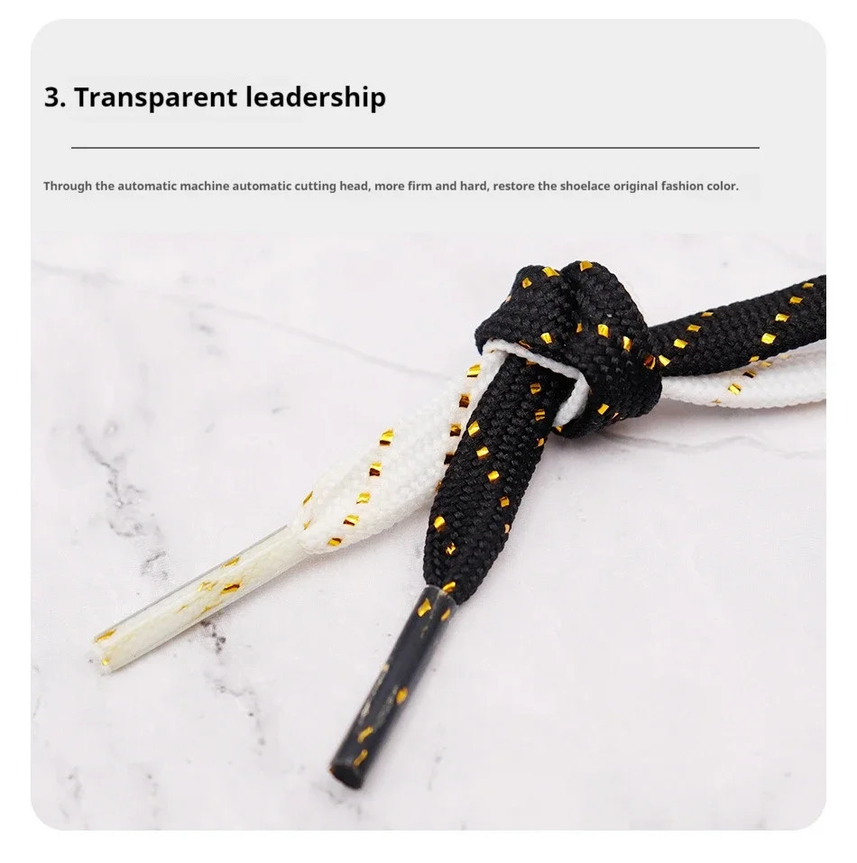 Luxury Gold Wire Flat Shoelaces 7mm Wide Rope for Sneakers Casual Shoe Laces 60/