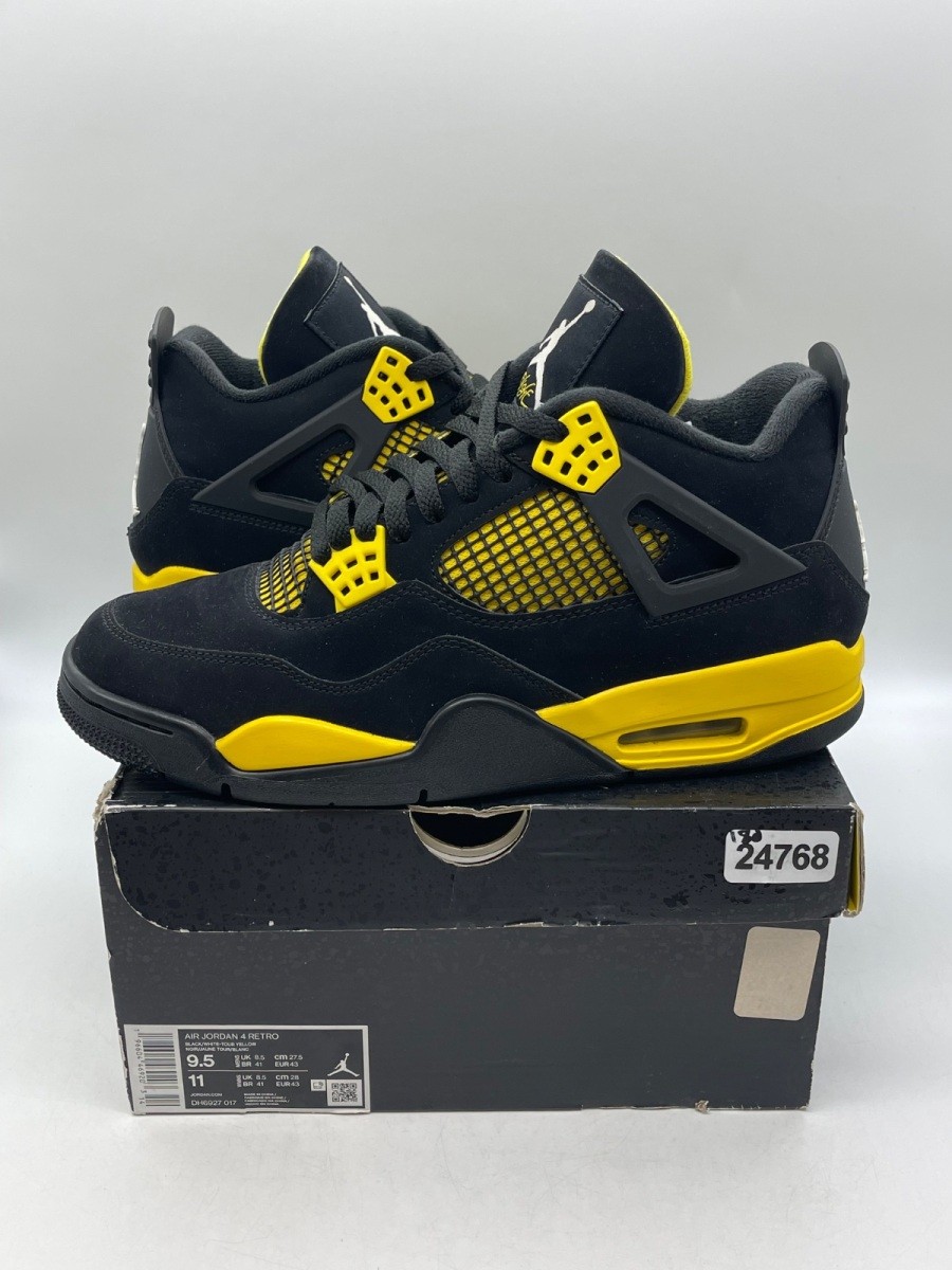 Jordan 4 Retro Thunder (2023) 9.5 (Moderately Worn Pre-Ow Size 9.5 (Damaged Box)