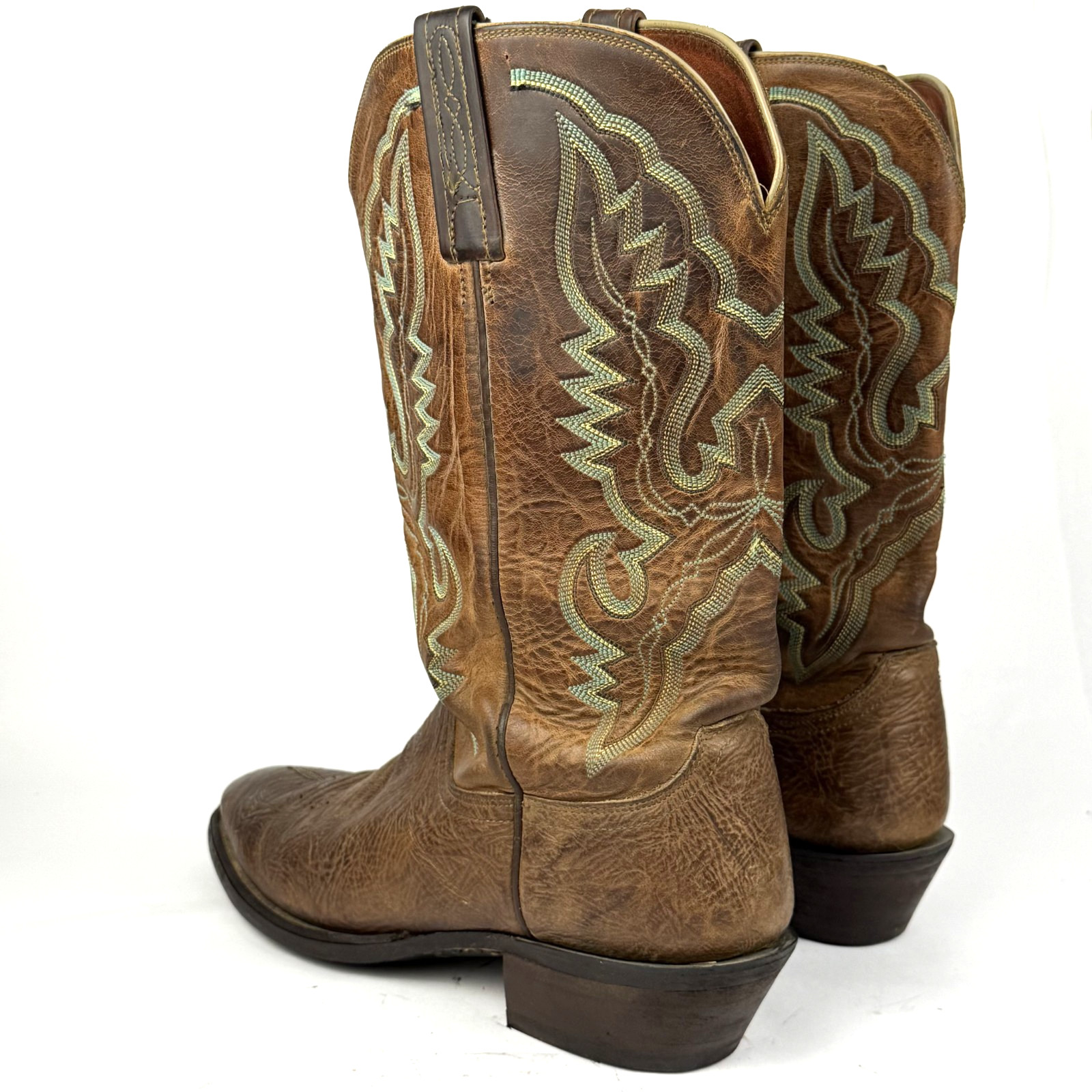 Lucchese 2000 Brown Bullhide Leather Round Toe T3253R Mens Cowboy Boots sz 9.5D