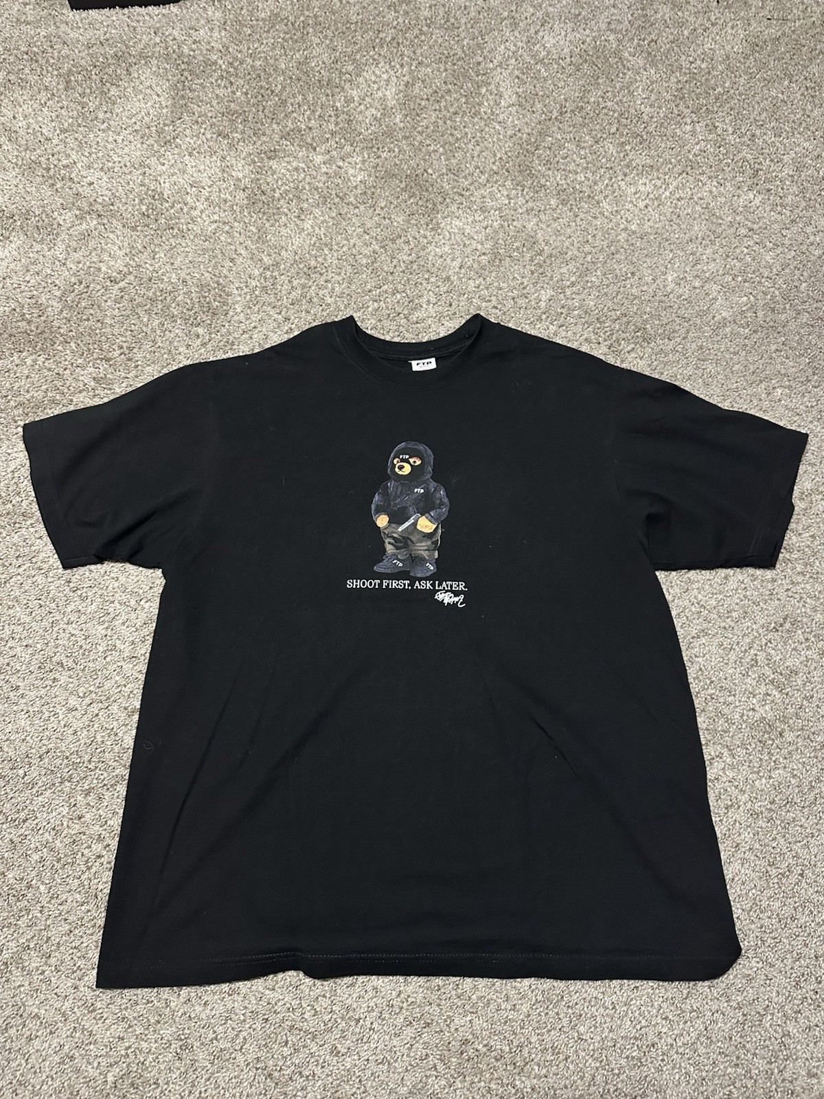 FTP Polo Bear Shirt XL, “Shoot First, Ask Later” FUCKTHEPOPULATION Pre-Owned