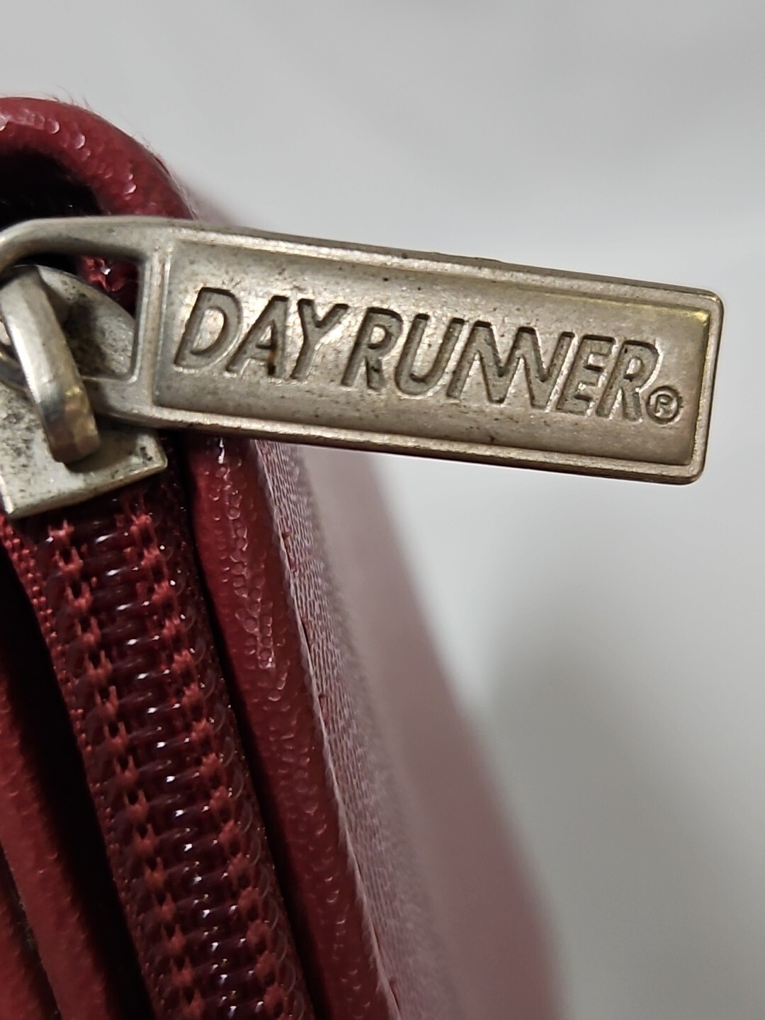 Day Runner Organizer Checkbook Wallet Burgundy Faux Tooled Leather Clutch GUC