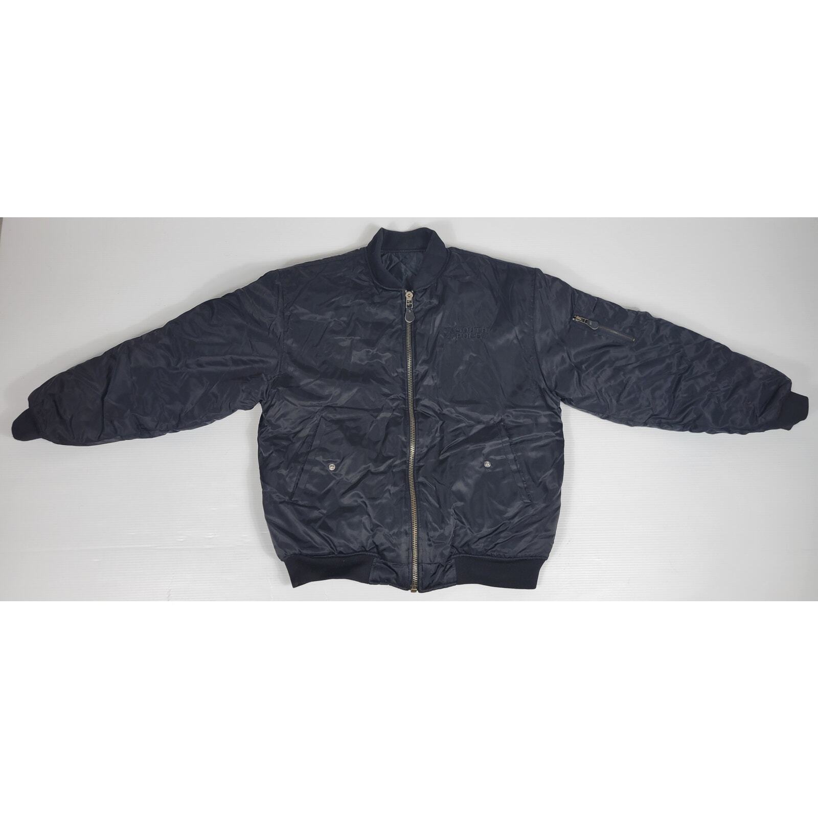 Vintage Y2K Southpole Mens Large Black Reversible Puffer Quilted Coat Jacket