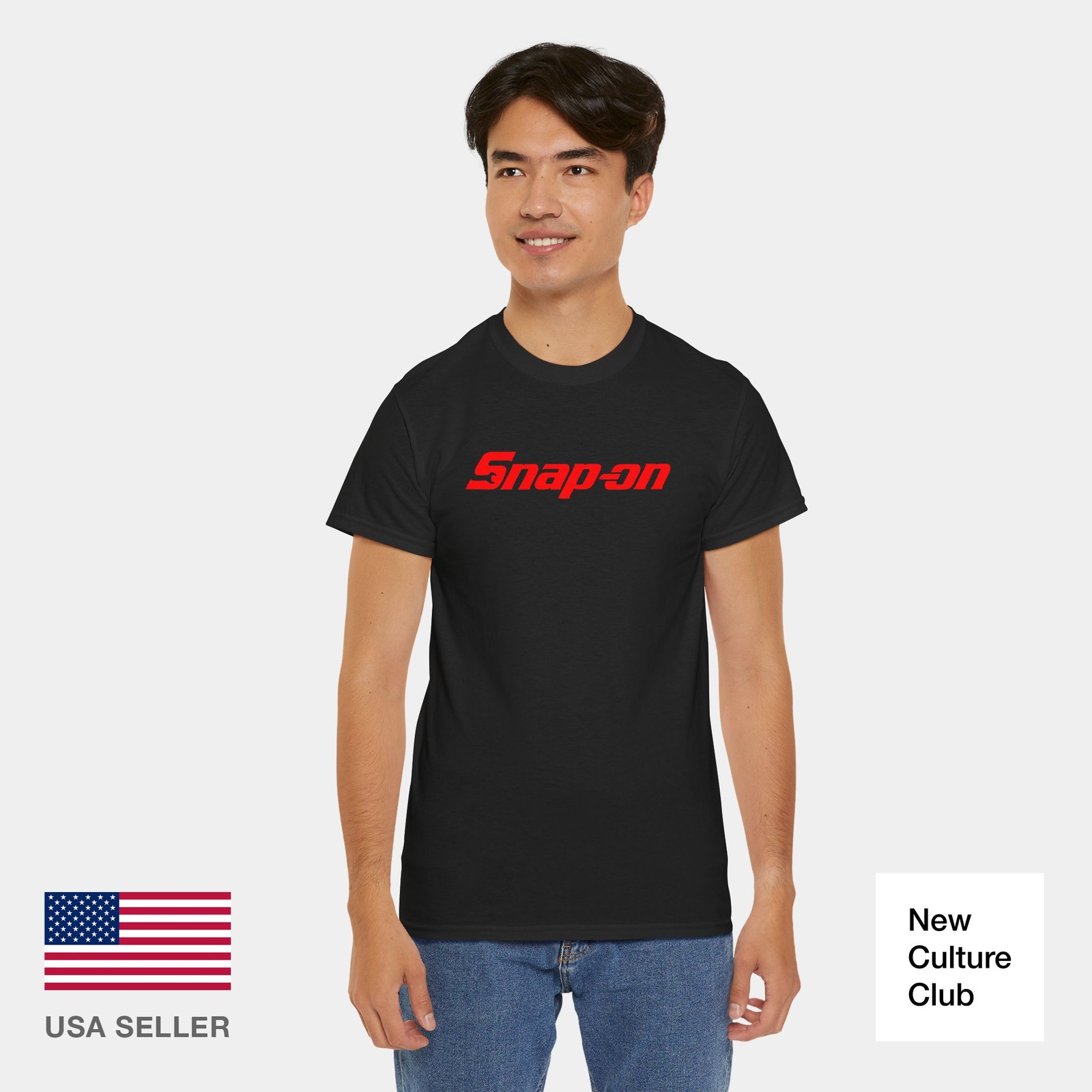 Snap On Tool Unisex Black Red Workwear Merch Inspired Design Heavy Cotton Tee