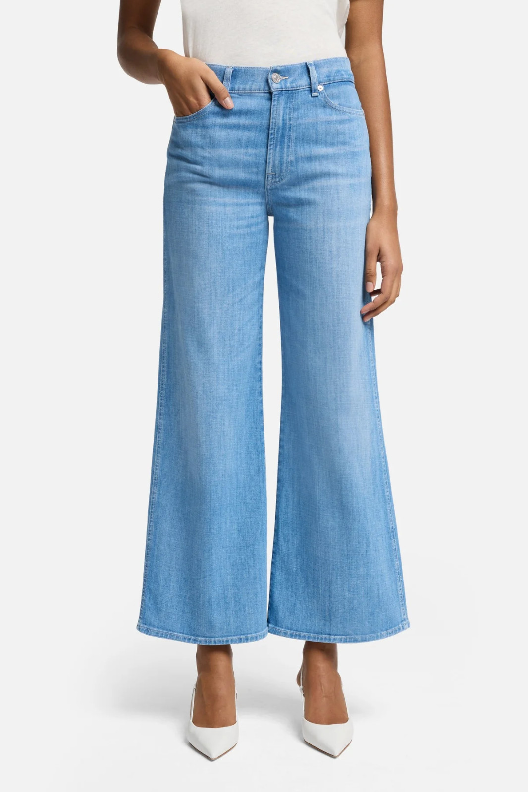 7 For All Mankind Women’s Size 32 Charleston Lotta Wide Leg Cropped Denim Jeans