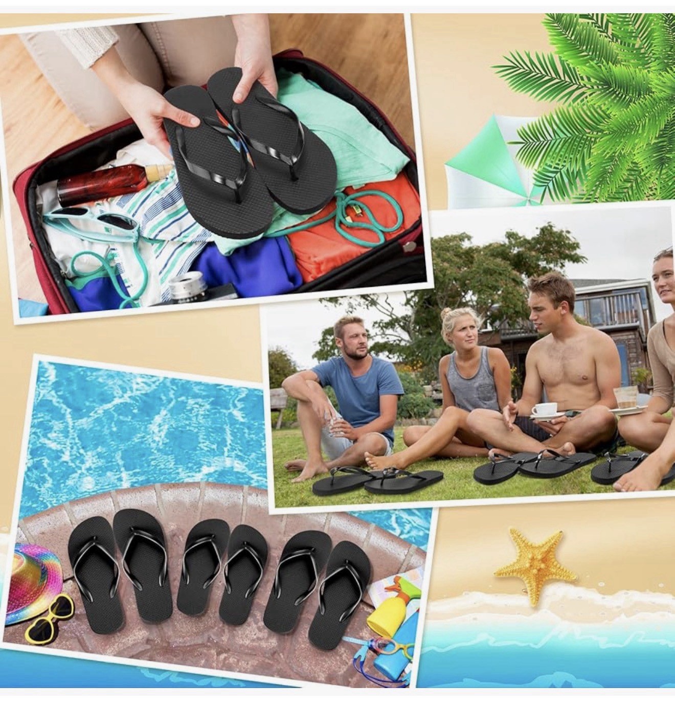 72 Pairs Flip Flops Bulk Assorted Sizes Wedding Party Hotel Spa Beach Sandals