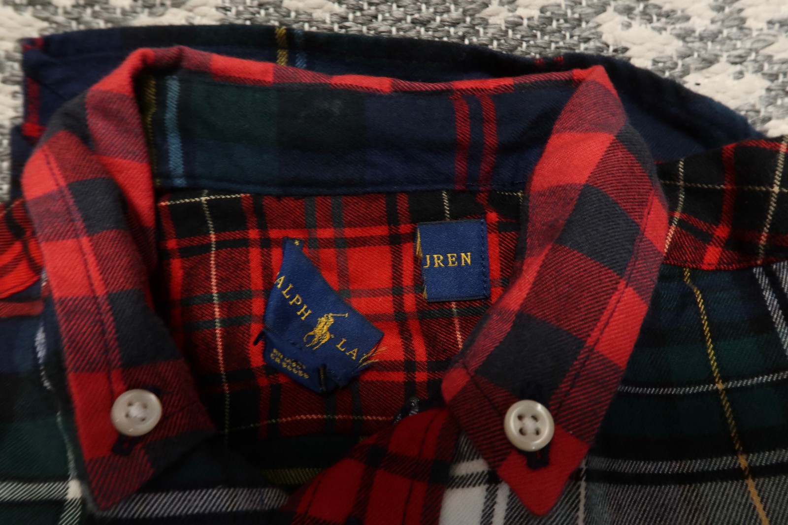 New Ralph Lauren Boy’s Button Down Flannel Shirt – Size 5 – Green Plaid