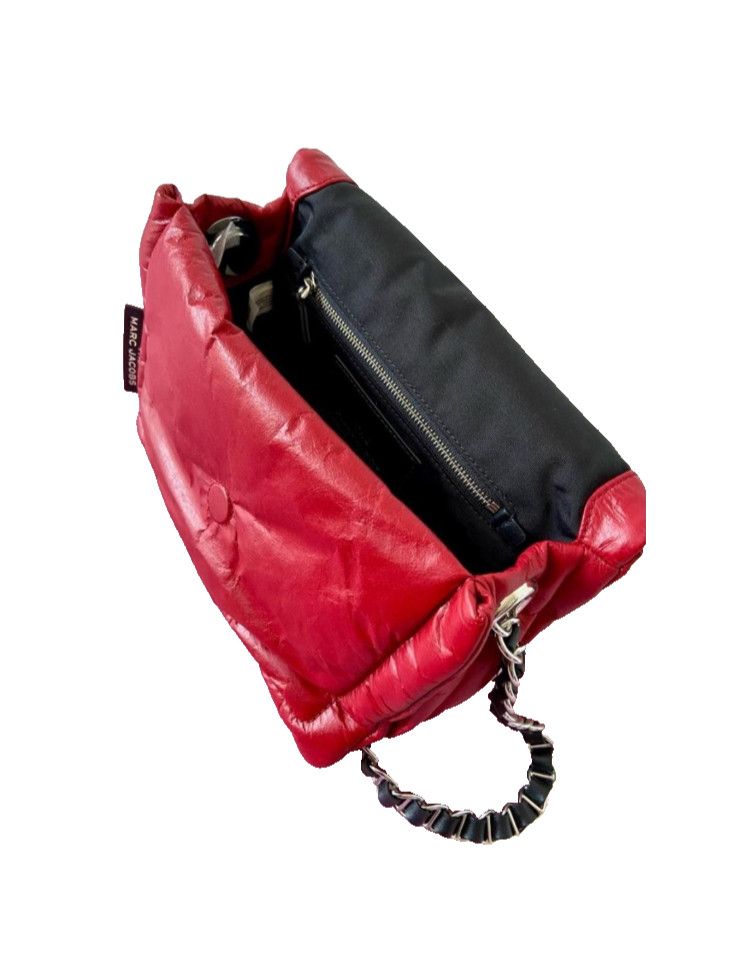 Marc Jacobs mini pillow bag, cranberry red. Larger size 7x10x4