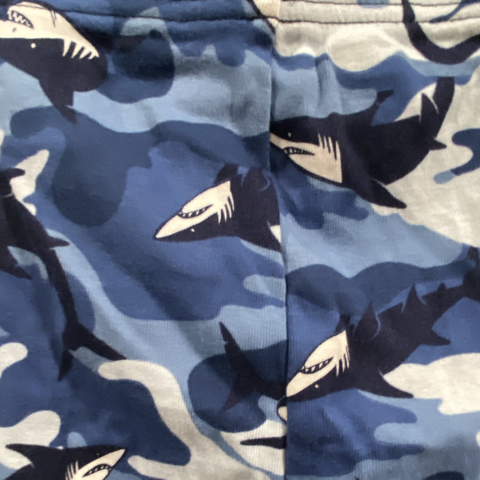 Carter’s Boys Shark Camo Sleep Pants Cotton Knit Pull On Blue/White/Navy 12-18M