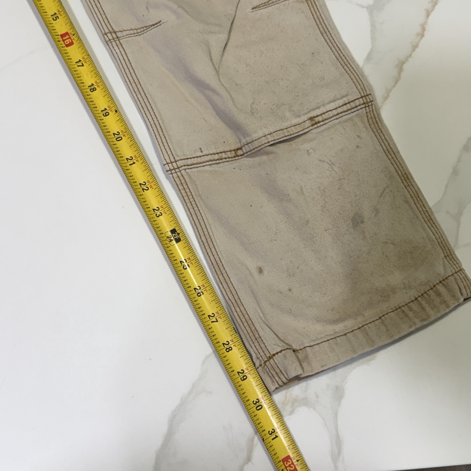 Carhartt Carpenter Pants Men Tan Dungaree Fit Utility Double Knee Workwear 34×32