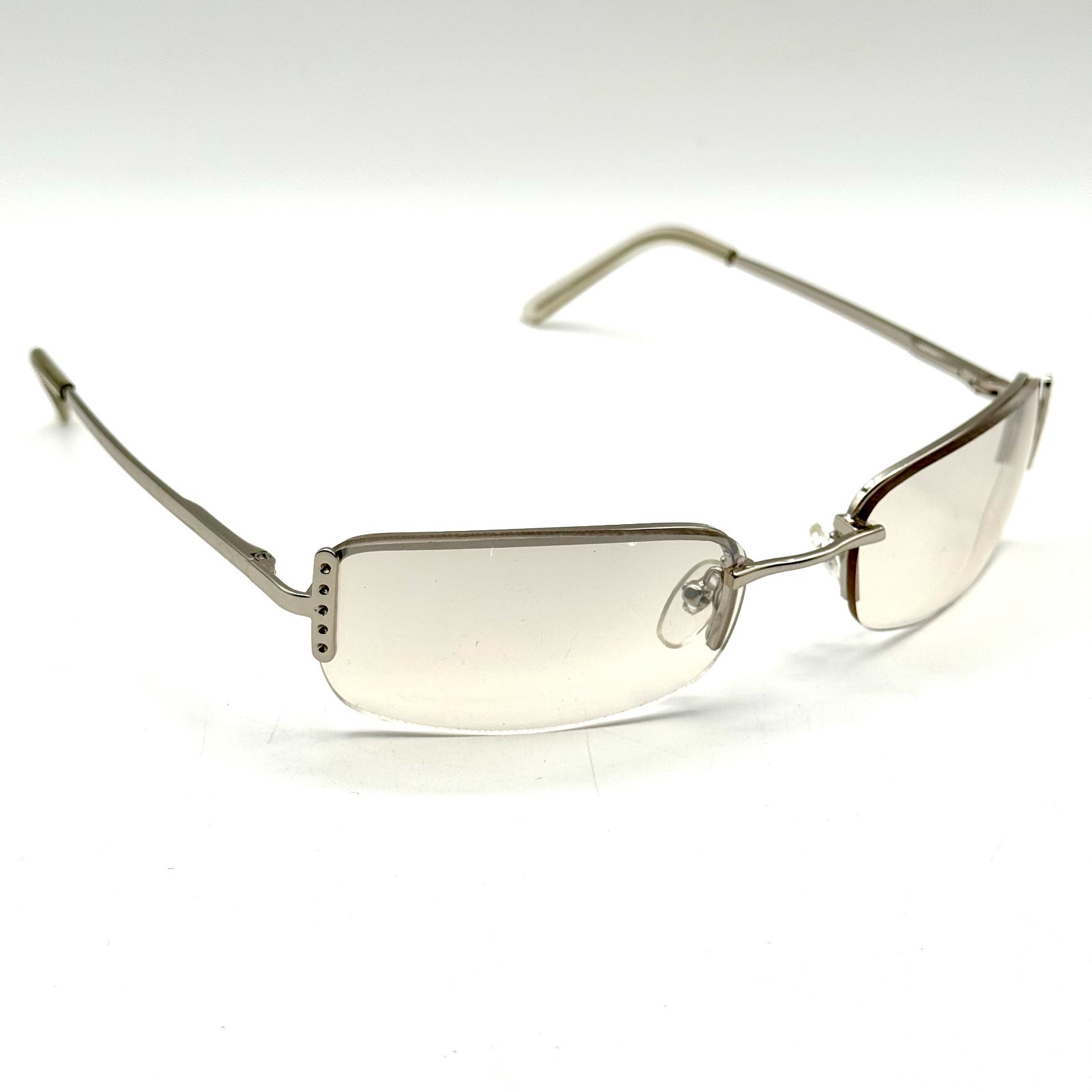 Fashion Rimless Oval Sunglasses Silver Metal Frame & Light Gray Gradient Lenses