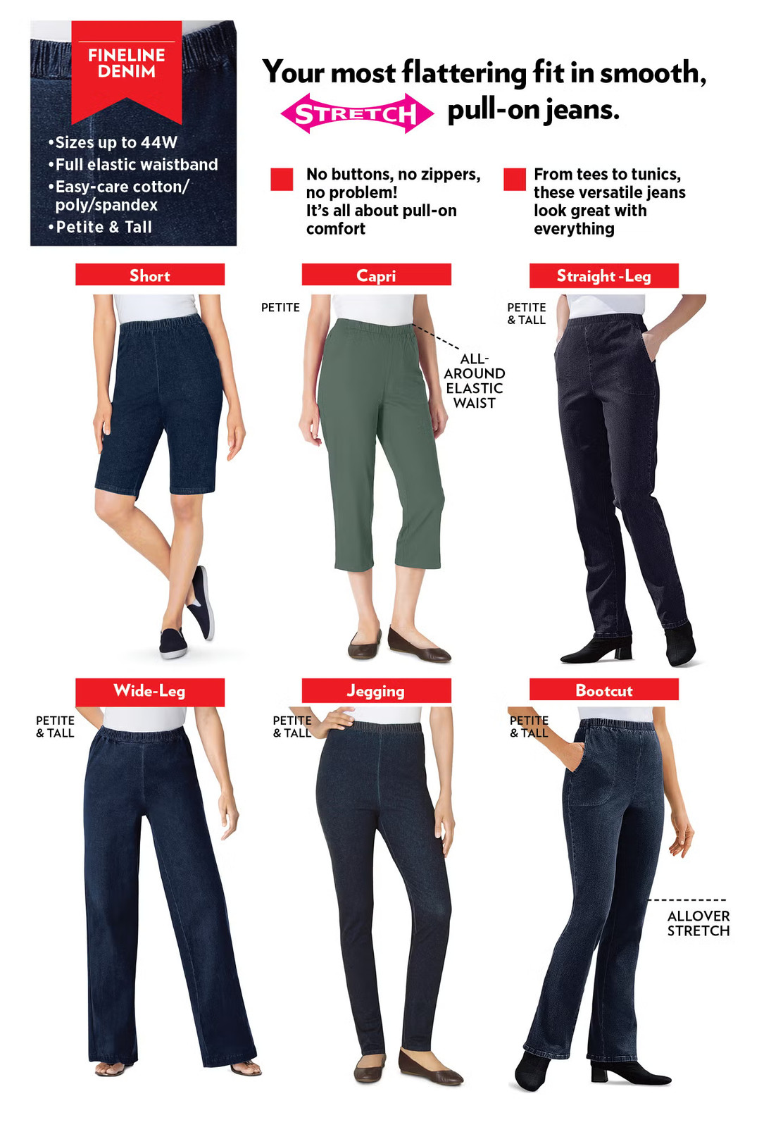 Woman Within Women’s Plus Size Bootcut Fineline Denim Jean
