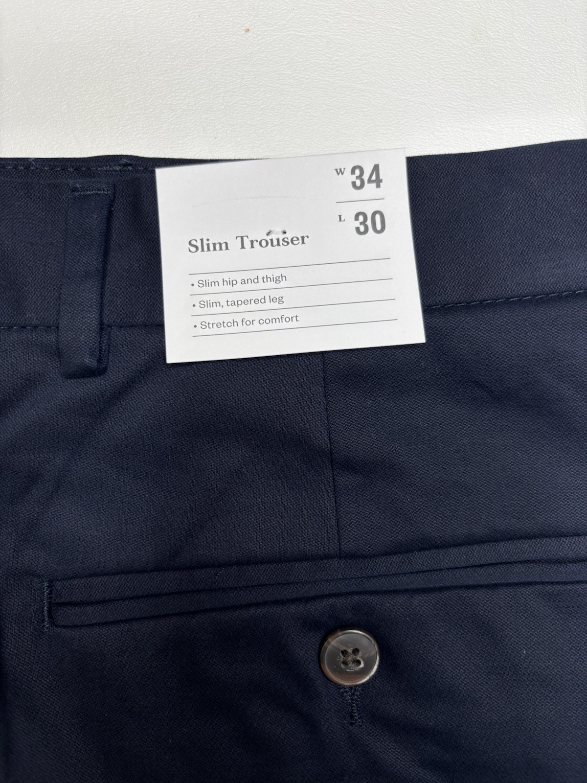 Men’s Extended Tab Slim Fit Trousers – Goodfellow & Co Navy Blue 34×30 NWT