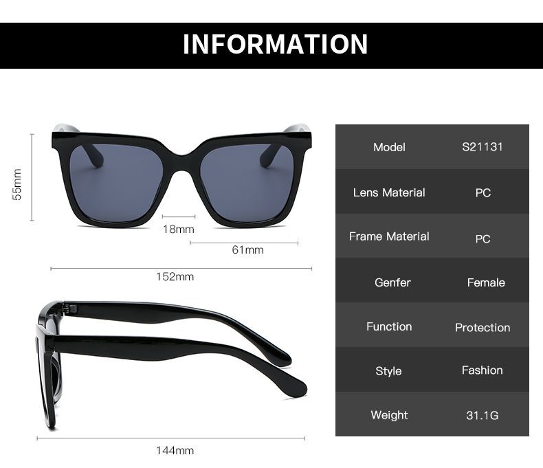 Retro Cateye Square Sunglasses – Plastic Frame Polycarbonate Gradient Lenses