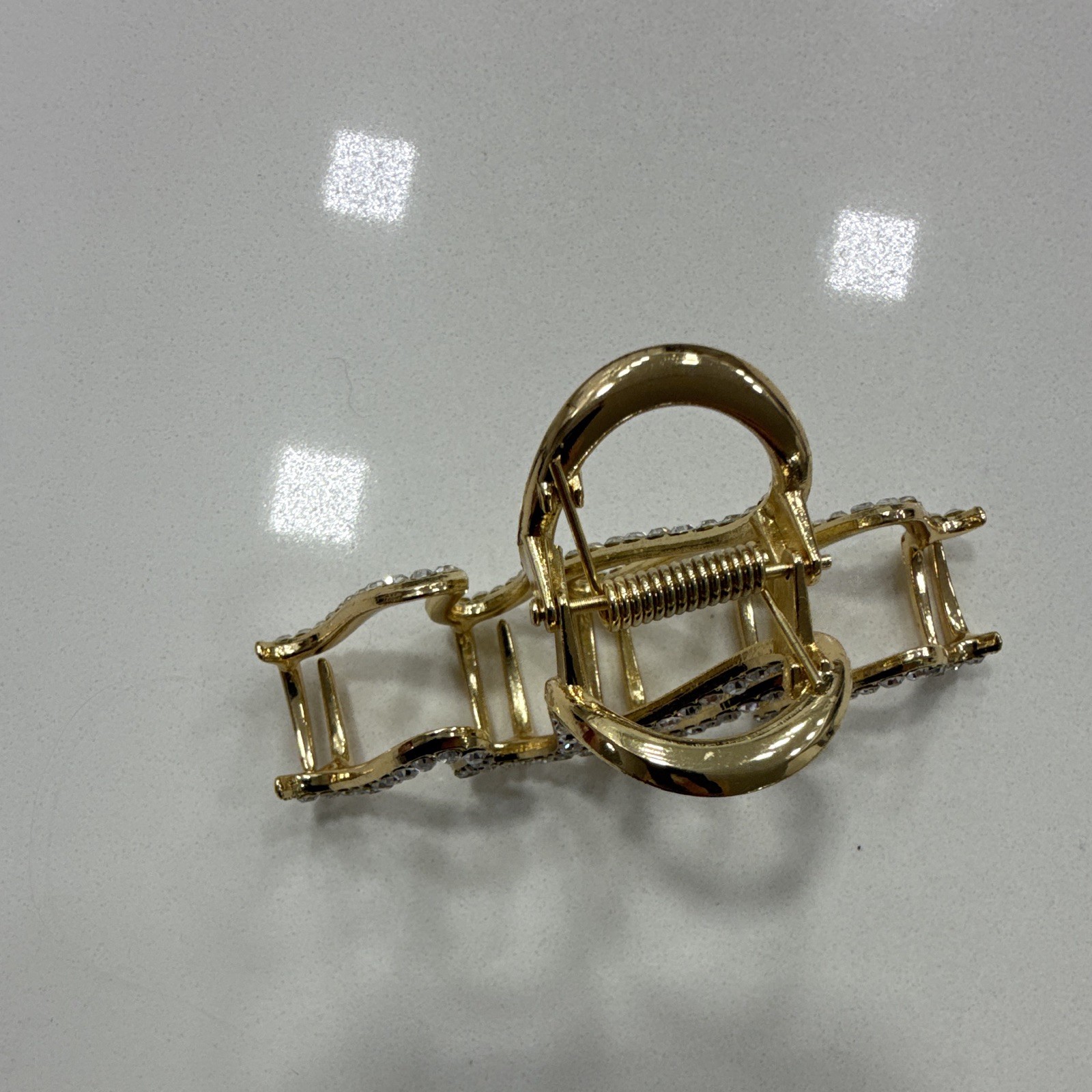 Gold Tone Rhinestone Snake Hair Claw Clip Non-Slip Metal Women Unisex
