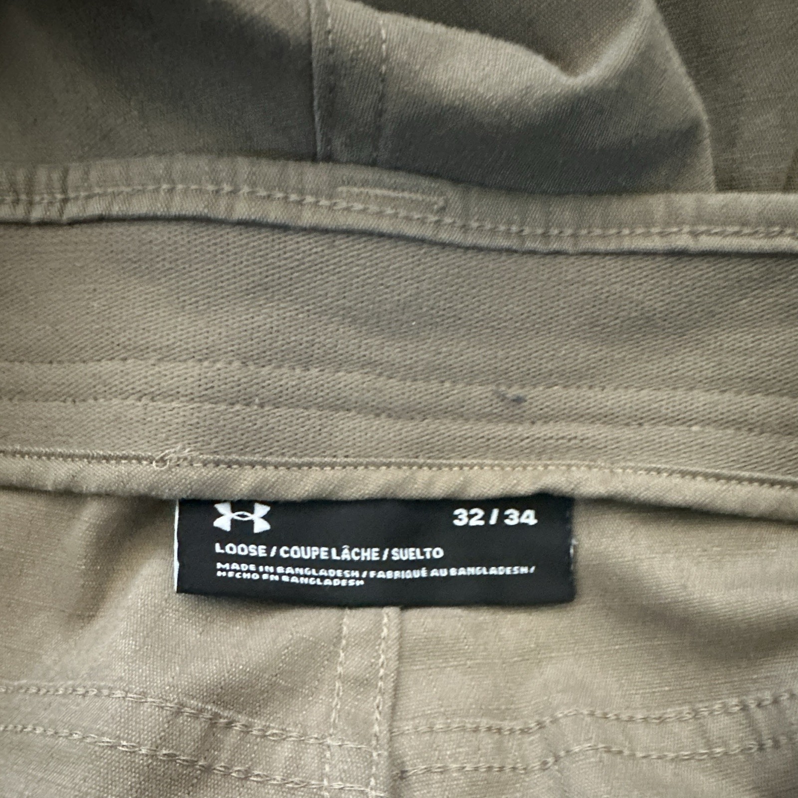 Under Armour Men’s Brown Cargo Pants 32 Waist Loose Straight Leg Twill Pockets