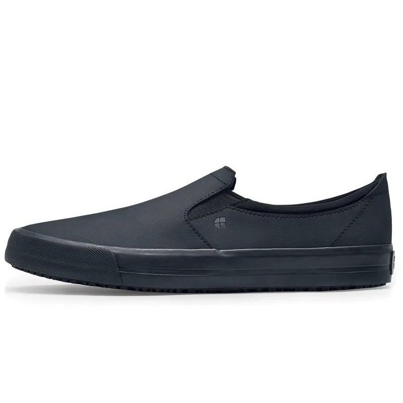 Shoes For Crews Ollie II Black Leather Slip On SR Work Shoes 34257 M-5 W-6.5 NEW