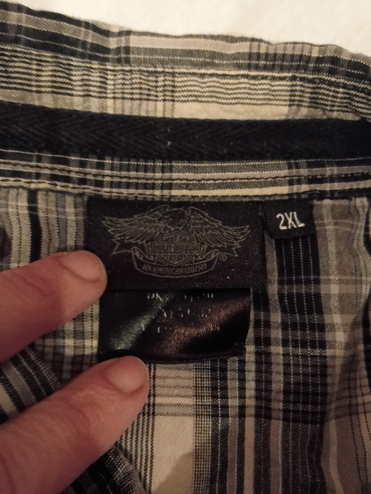 HARLEY DAVIDSON mens XLARGE black/beige modern plaid/graphic casual shirt