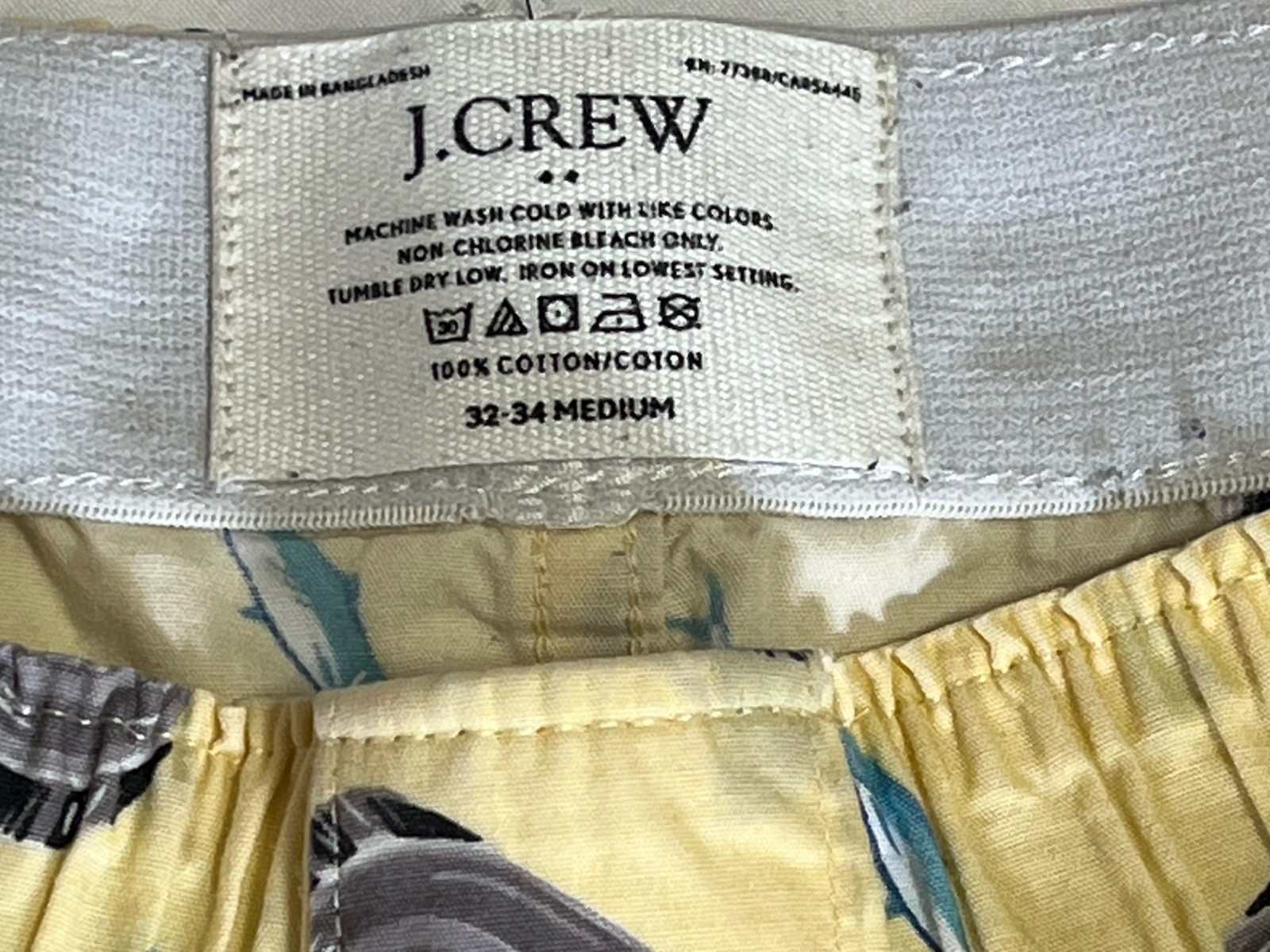J Crew Boxer Shorts Sardines 32-34 Medium 100% Cotton Yellow & Blue