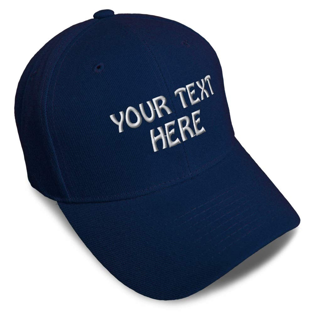 Baseball Cap Custom Personalized Text Acrylic Dad Hats for Men One Size, Navy