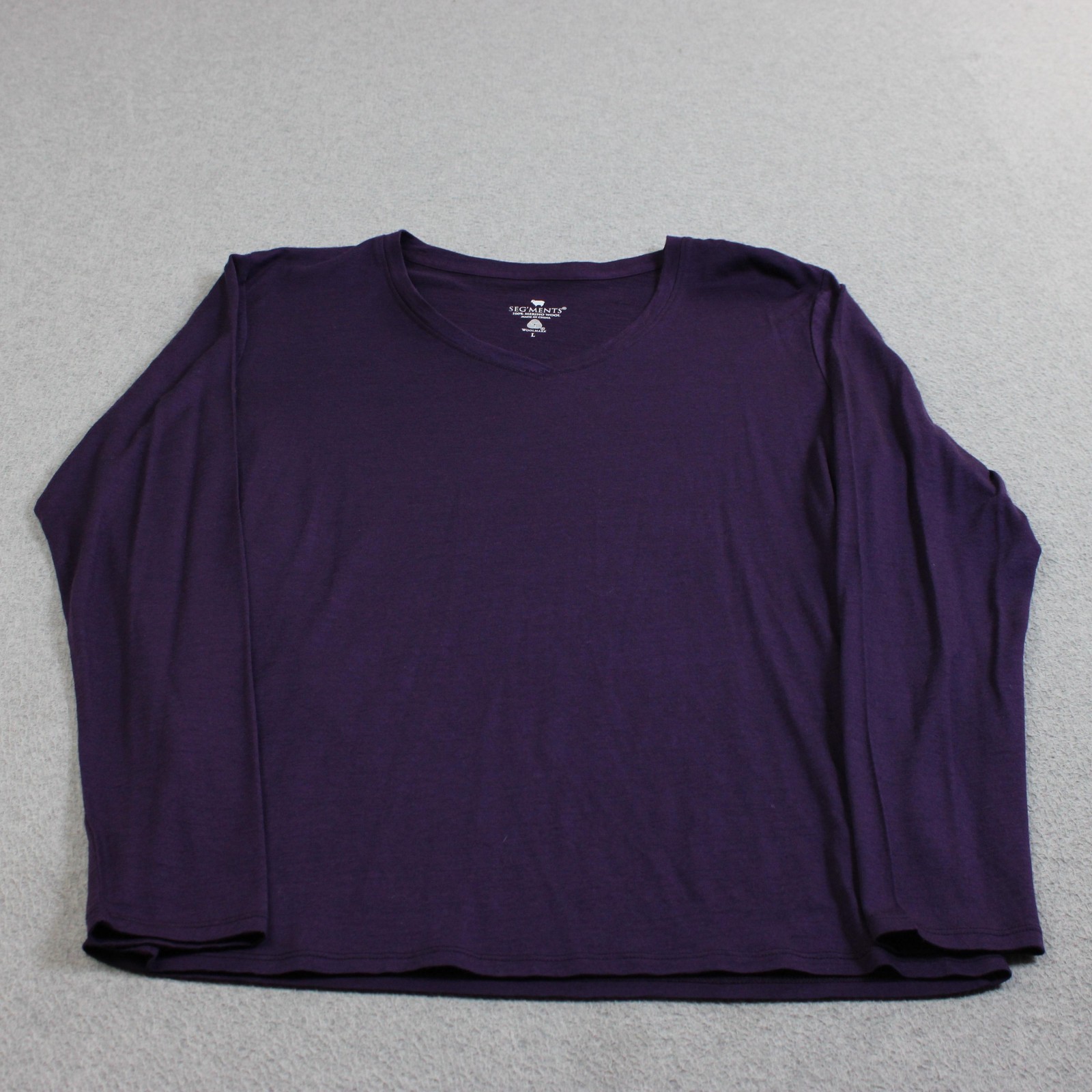 SEG’MENTS Merino Wool Shirt Womens Large Purple Long Sleeve Base Layer Tee Hike