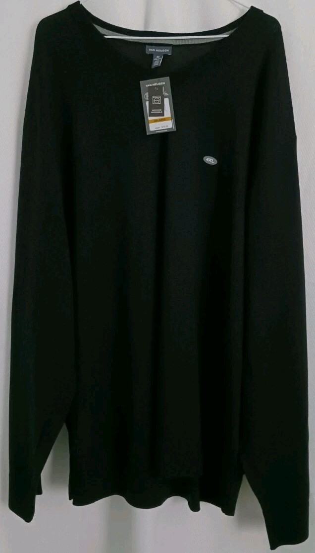 NEW Mens Van Heusen Black V Neck Sweater Wool Acrylic Blend 4XL
