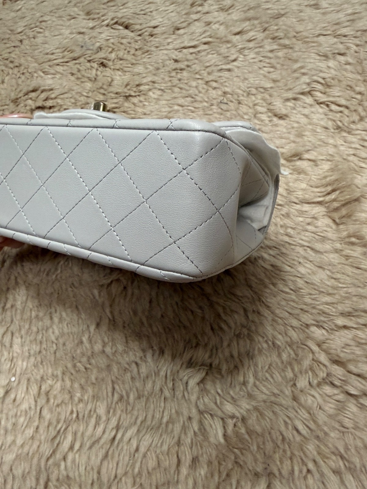 Never used! Chanel gray Mini Flap Bag with Top Handle