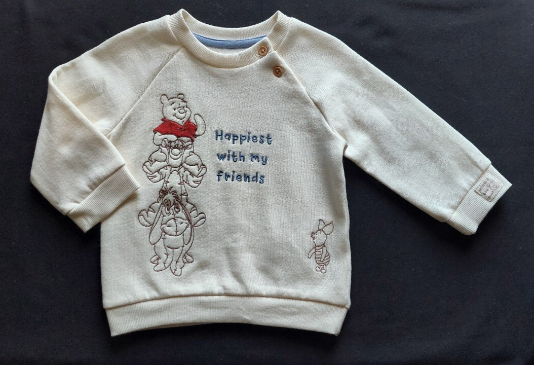 Baby Boys Winnie The Pooh Jumper Cream Sweater 6/9/12 Months