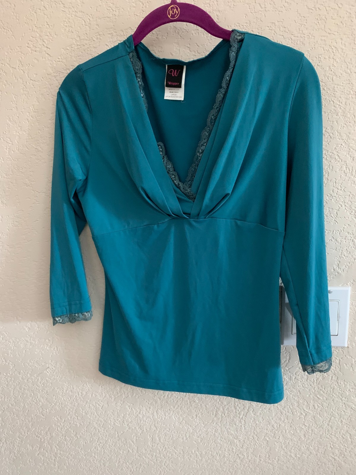 Wrapper Teal Knit Blouse Size L