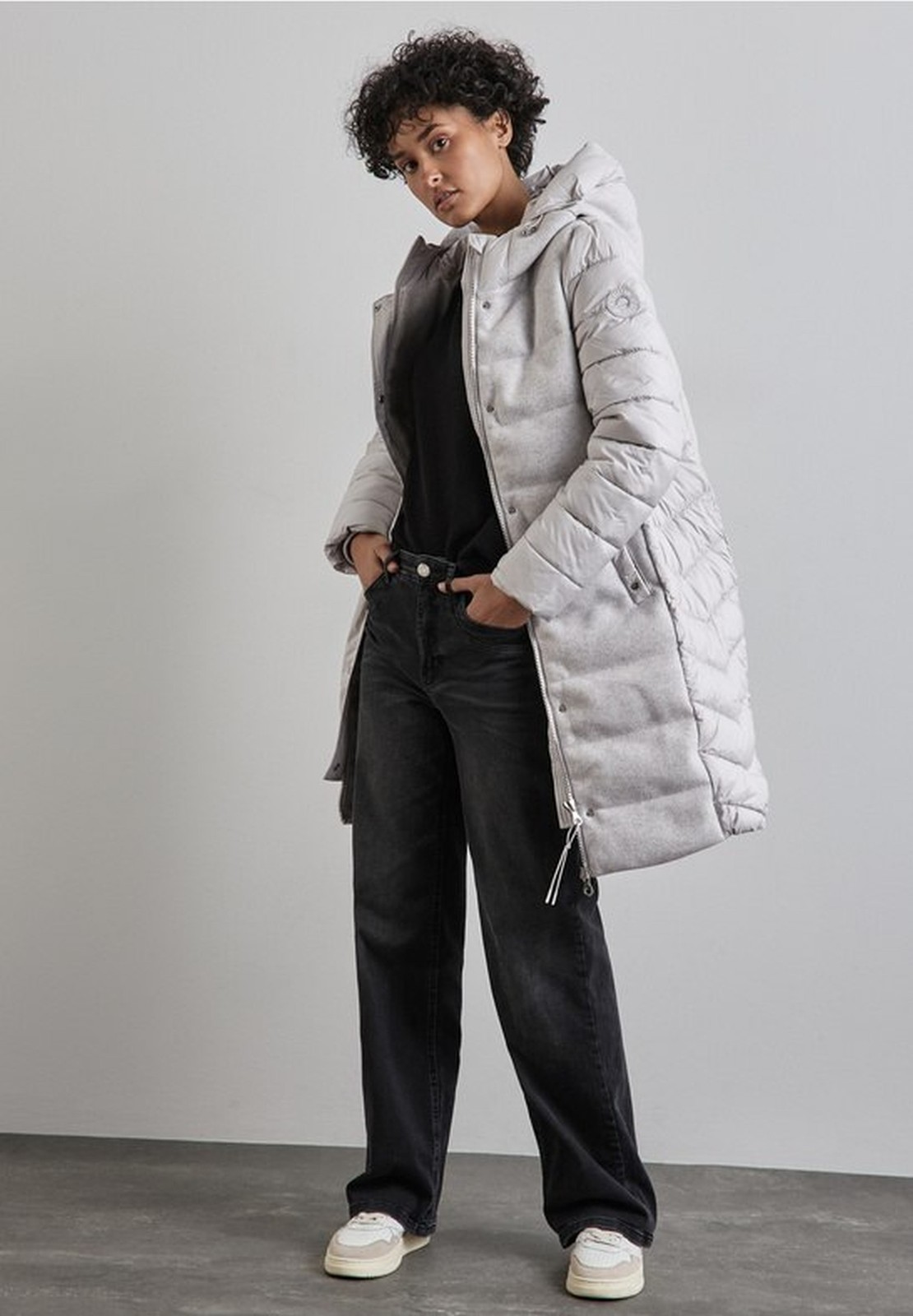 Street One quilted jacket with material mix in the color gray