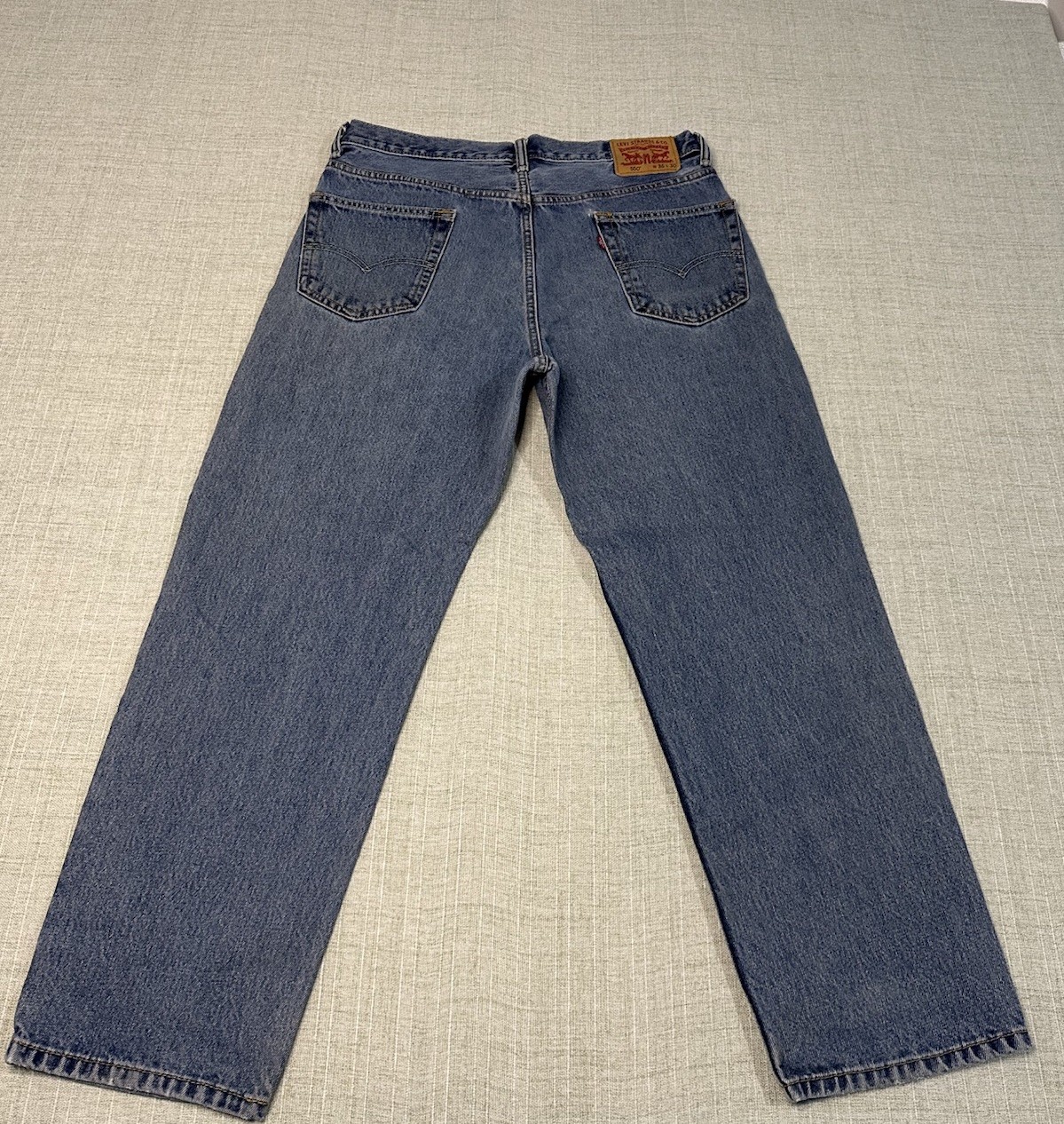 Levi’s 550 Relaxed Fit Medium Blue 100% Cotton Denim Jeans Men’s 36X30