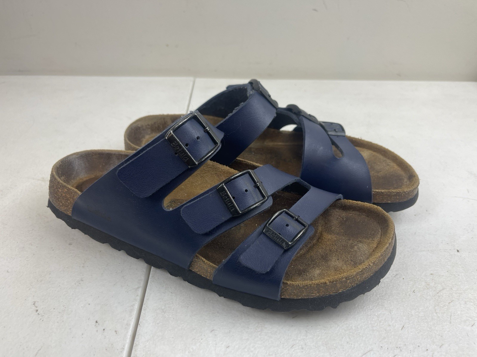 Birkenstock Sz 38 L7 M5 Florida Soft Footbed Birko-Flor Navy Sandals Women’s