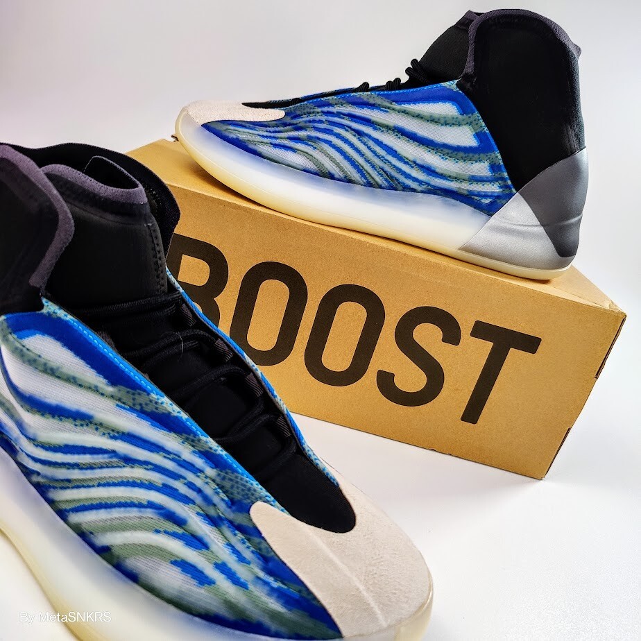 Adidas US 10.5 Men’s Frozen Blue White Black Boost Rare Yeezy QNTM GZ8872 NIB