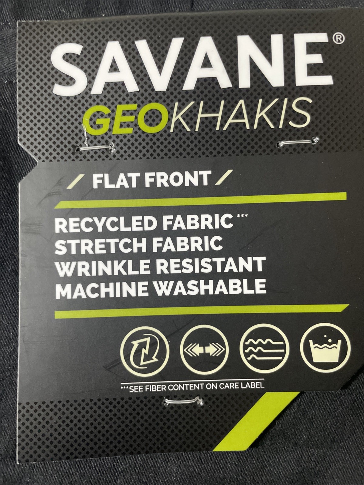 Savane Geokhakis Black Flat Front Tapered Leg Pants Men’s Size 38×30 NWT Stretch
